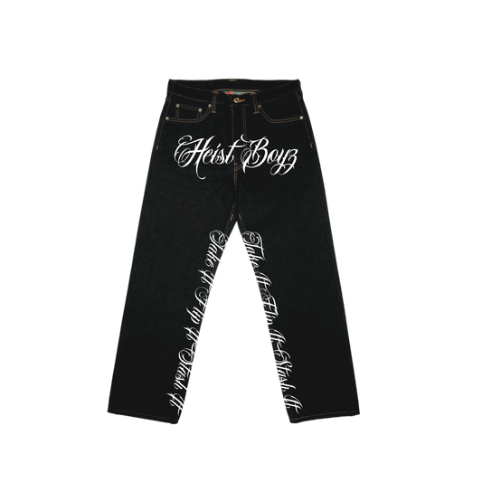 New “Heist Boyz” Cursive Jeans
